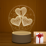 I Love You In Loving Heart 3D Visual Lamp Night Light Valentine'S Day Gift Wedding Decor Desk Lamp - Table Lamp